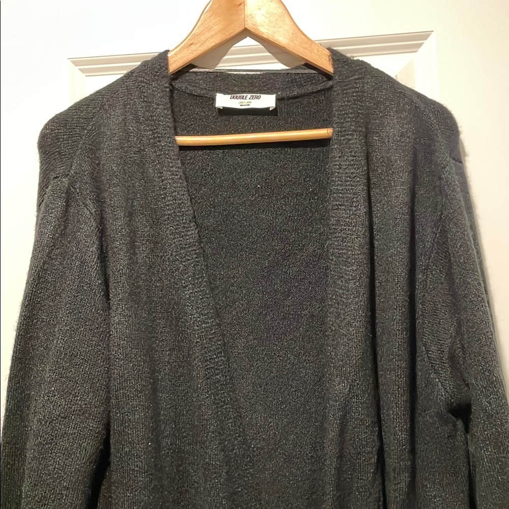 Double Zero black Cardigan Sweater Open Front Knit
